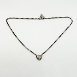 David Yurman sterling silver + 18k yellow gold heart necklace with diamonds